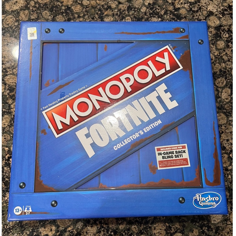 Hasbro Monopoly Fortnite Collector's Edition Board Game F2546 Blue Crate Box